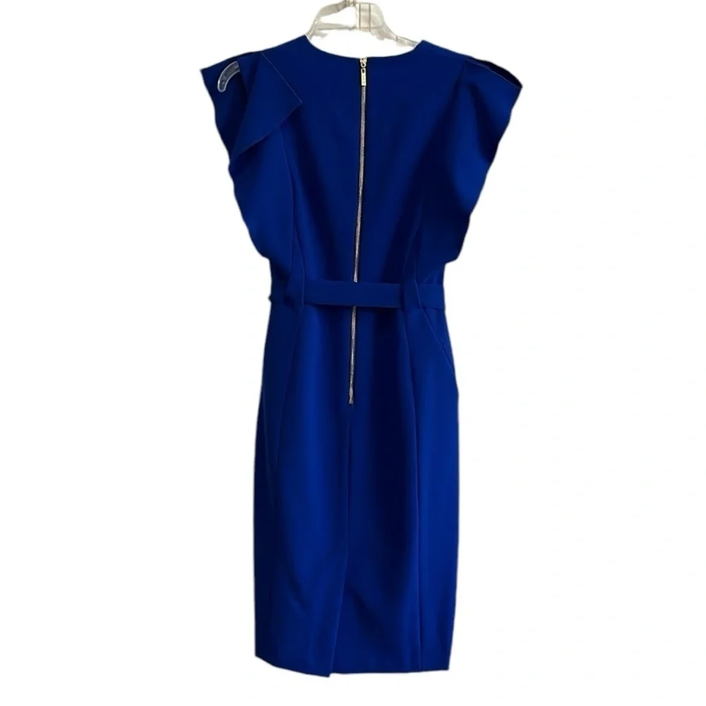 Eliza J Royal Blue Flutter Sleeve Dress Size 4 - Picture 6 of 13